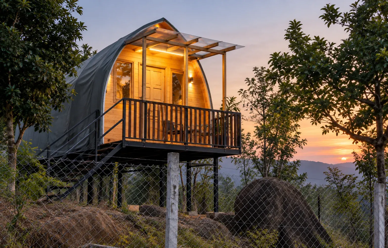 Cottage stay at sunset in Kodaikanal